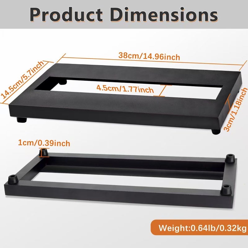 GOGHOST Small Guitar Pedal Board, 15x5.7x1.18", Aluminum Alloy Black Effects Mini Pedal Board with Adhesive Hookside Tape - Image 2